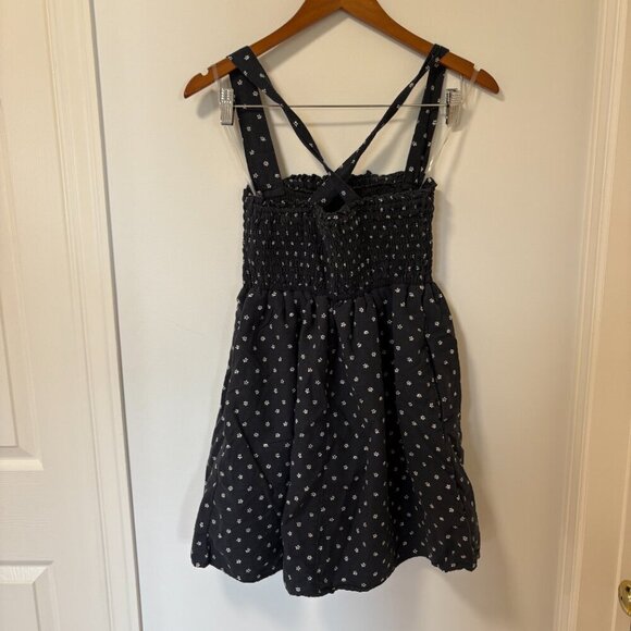 American Eagle Black with White Flowers Linen Blend Sleeveless Tank Summer Dress - Picture 8 of 10